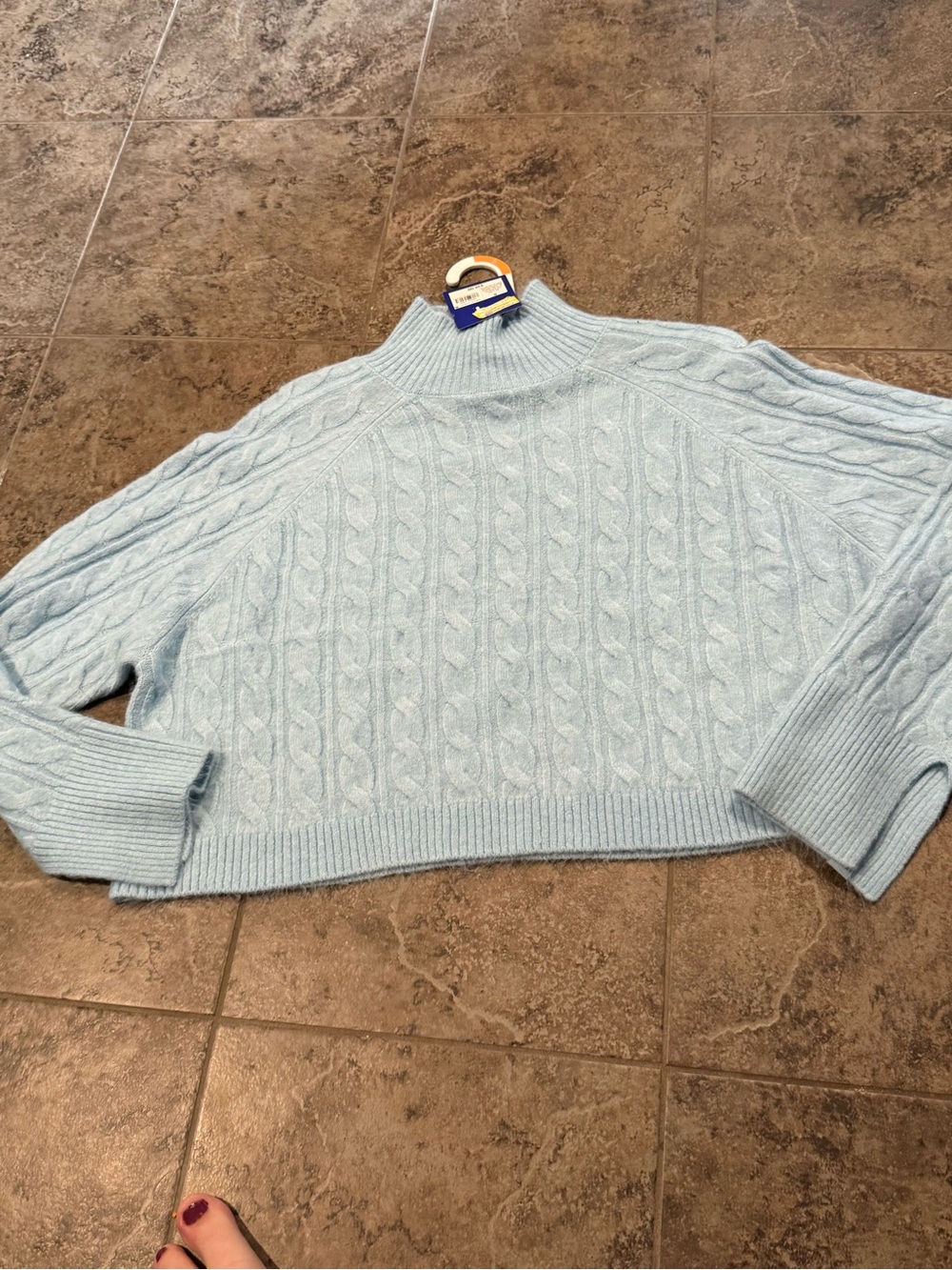 🍇Joylab Light Blue Cable-Knit Mock Neck Sweater